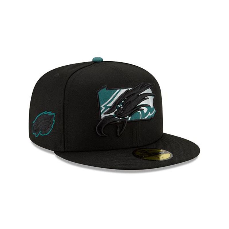 NFL Philadelphia Eagles State Logo Reflect 59Fifty Fitted (ZKS6536) - Black New Era Caps